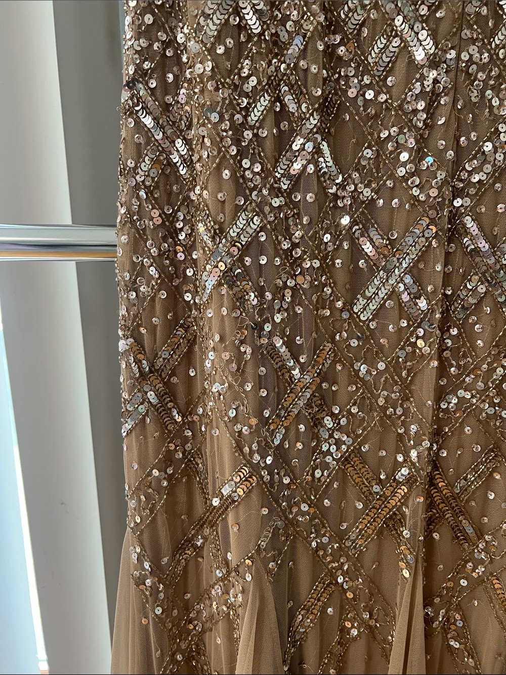 Adrianna Papell Rose Gold Sequin Prom Gown - Picture 6 of 7
